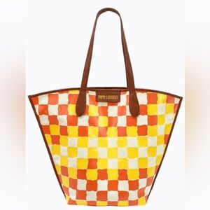 Poppy Lissiman Checkered Tote Bag - Orange, Yellow, and White